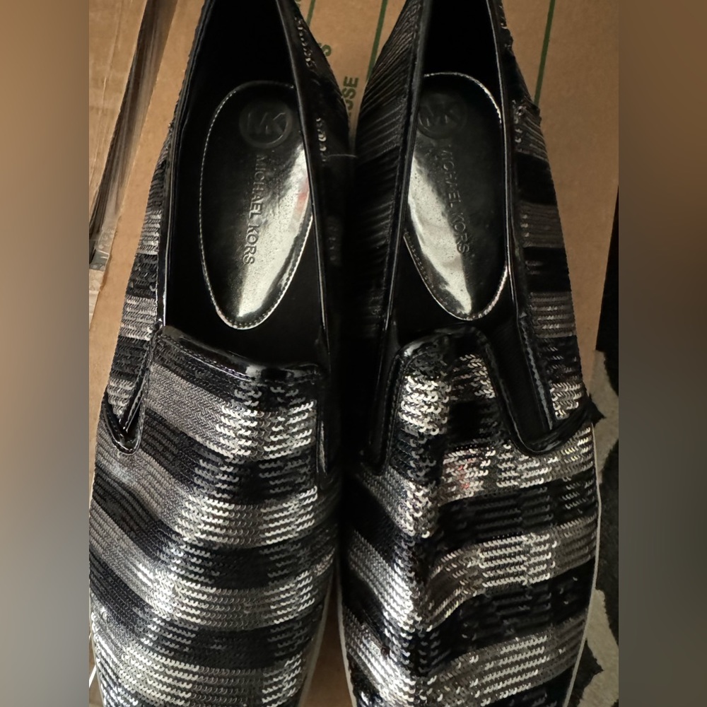 Black and Silver sequins Michael Kors boat shoes….